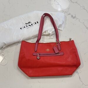 Vintage Coach Vibrant Corral Red Leather Tote NWOT